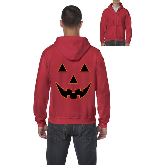 MmF - Men's Sweatshirt Full-Zip Pullover - Halloween Jack O' Lantern Pumpkin Face