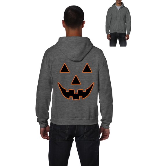 MmF - Men's Sweatshirt Full-Zip Pullover - Halloween Jack O' Lantern Pumpkin Face