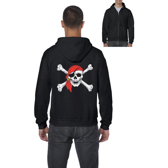 Artix - Men's Sweatshirt Full-Zip Pullover - Jolly Roger Skull & Crossbones