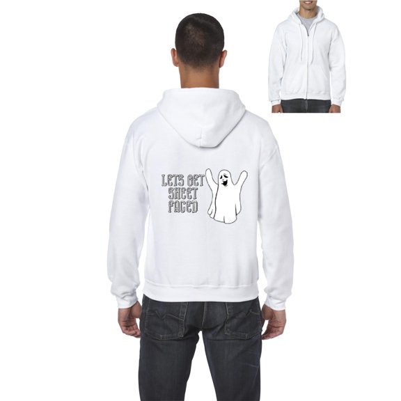 MmF - Men's Sweatshirt Full-Zip Pullover - Halloween Let`s Get Sheet Faced Ghost