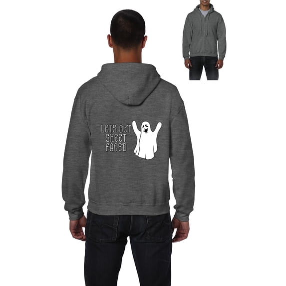 MmF - Men's Sweatshirt Full-Zip Pullover - Halloween Let`s Get Sheet Faced Ghost