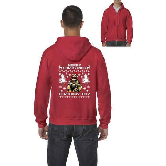 MmF - Men's Sweatshirt Full-Zip Pullover - MERRY XMAS FROM JESUS