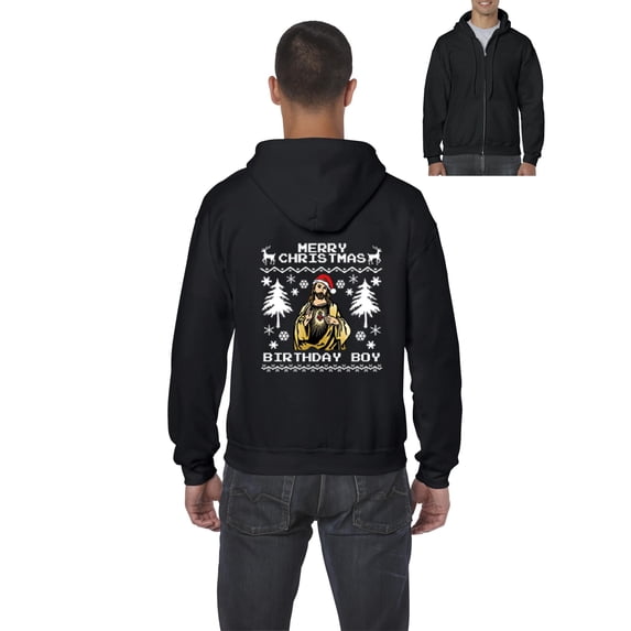 MmF - Men's Sweatshirt Full-Zip Pullover - MERRY XMAS FROM JESUS