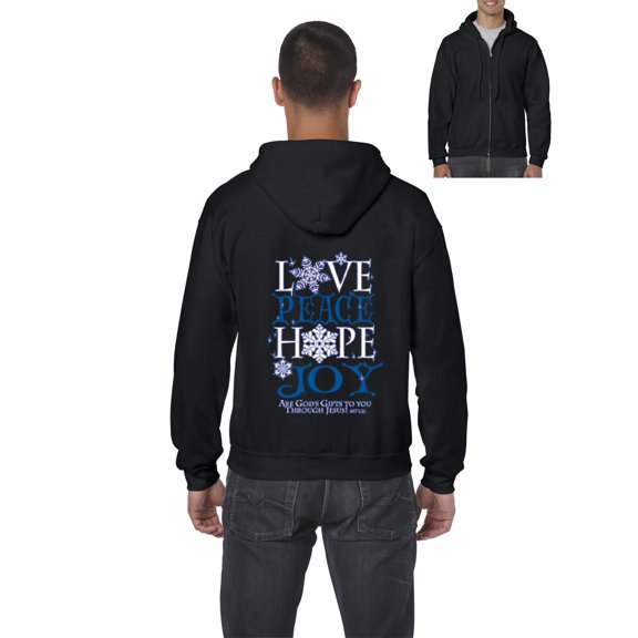 MmF - Men's Sweatshirt Full-Zip Pullover - PEACE HOPE LOVE JOY