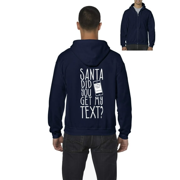 Artix - Men's Sweatshirt Full-Zip Pullover - Christmas Hoodie Santa Did You Get My Text?