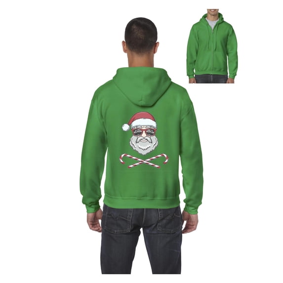 Men's Sweatshirt Full-Zip Pullover - Santa Skull