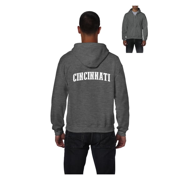 MmF - Men's Sweatshirt Full-Zip Pullover, up to Men Size 5XL - Cincinnati