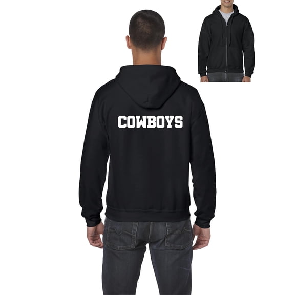 MmF - Men's Sweatshirt Full-Zip Pullover, up to Men Size 5XL - Cowboys