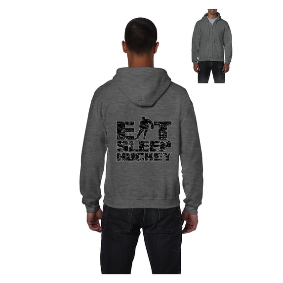 MmF - Men's Sweatshirt Full-Zip Pullover, up to Men Size 5XL - Eat Sleep Hockey