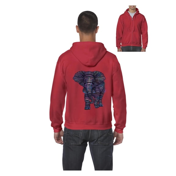 MmF - Men's Sweatshirt Full-Zip Pullover, up to Men Size 5XL - Elephant
