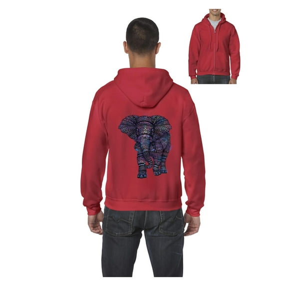 MmF - Men's Sweatshirt Full-Zip Pullover, up to Men Size 5XL - Elephant