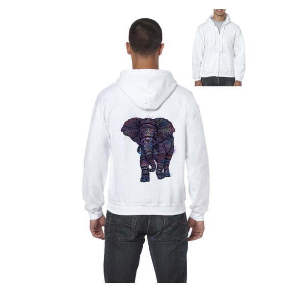 MmF - Men's Sweatshirt Full-Zip Pullover, up to Men Size 5XL - Elephant