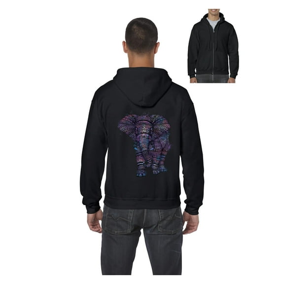 MmF - Men's Sweatshirt Full-Zip Pullover, up to Men Size 5XL - Elephant