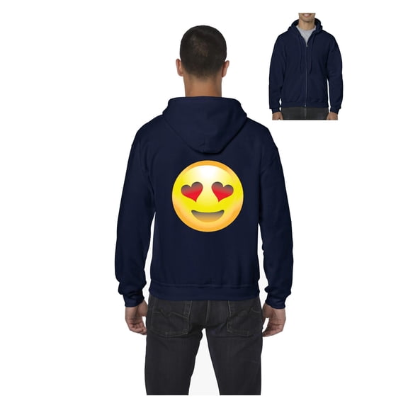 MmF - Men's Sweatshirt Full-Zip Pullover, up to Men Size 5XL - Emoji Heart-Shaped Eyes