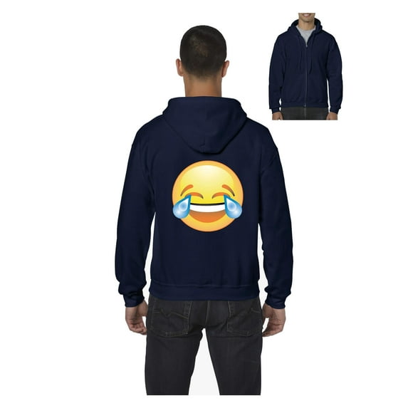 MmF - Men's Sweatshirt Full-Zip Pullover, up to Men Size 5XL - Emoji Laughing Tears