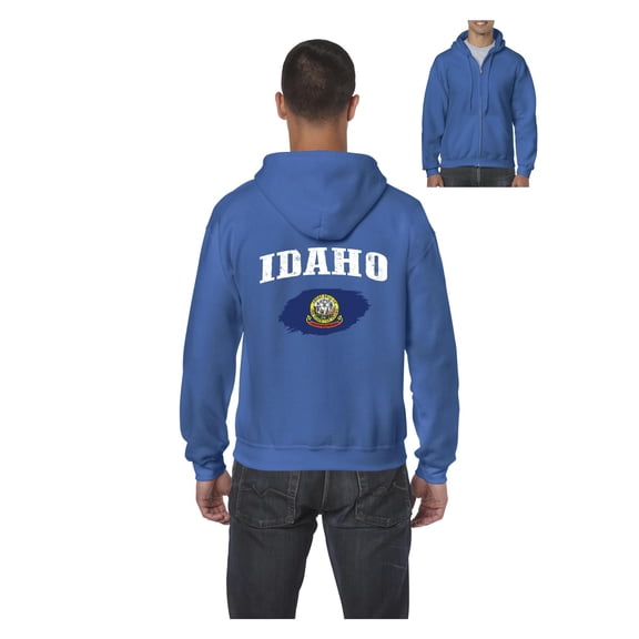 MmF - Men's Sweatshirt Full-Zip Pullover, up to Men Size 5XL - Idaho Flag