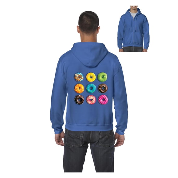 MmF - Men's Sweatshirt Full-Zip Pullover, up to Men Size 5XL - Love Food Donuts Doughnuts