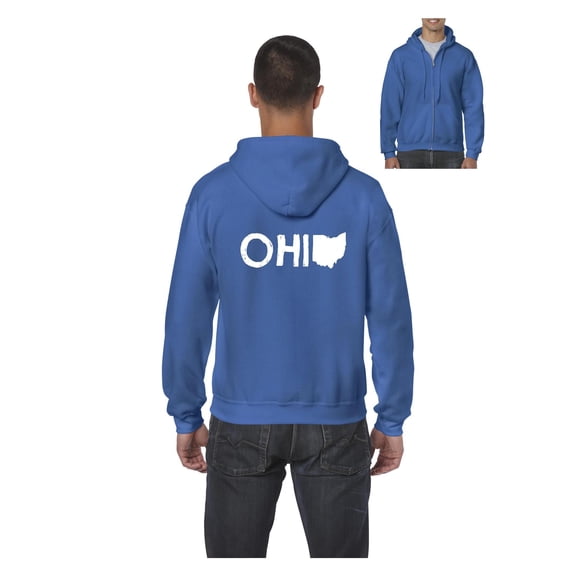 MmF - Men's Sweatshirt Full-Zip Pullover, up to Men Size 5XL - Ohio Map