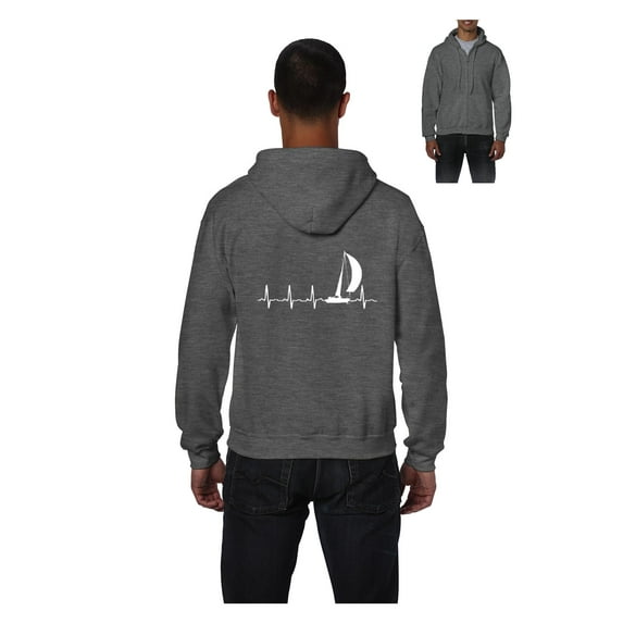 MmF - Men's Sweatshirt Full-Zip Pullover, up to Men Size 5XL - Sailing Heartbeat