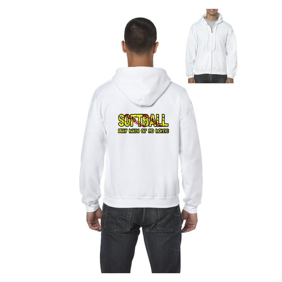 MmF - Men's Sweatshirt Full-Zip Pullover, up to Men Size 5XL - Softball Play Hard or Go Home