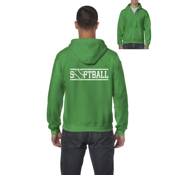 MmF - Men's Sweatshirt Full-Zip Pullover, up to Men Size 5XL - Softball with Ball