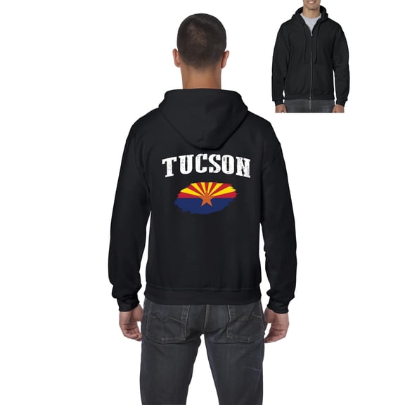 MmF - Men's Sweatshirt Full-Zip Pullover, up to Men Size 5XL - Tucson Arizona Flag