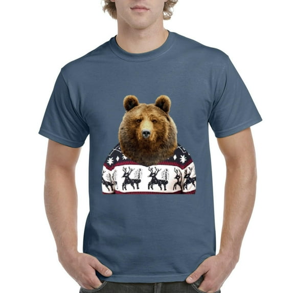 MmF - Men's T-Shirt Short Sleeve - BEAR IN XMAS UGLY SWEATER