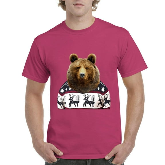 MmF - Men's T-Shirt Short Sleeve - BEAR IN XMAS UGLY SWEATER