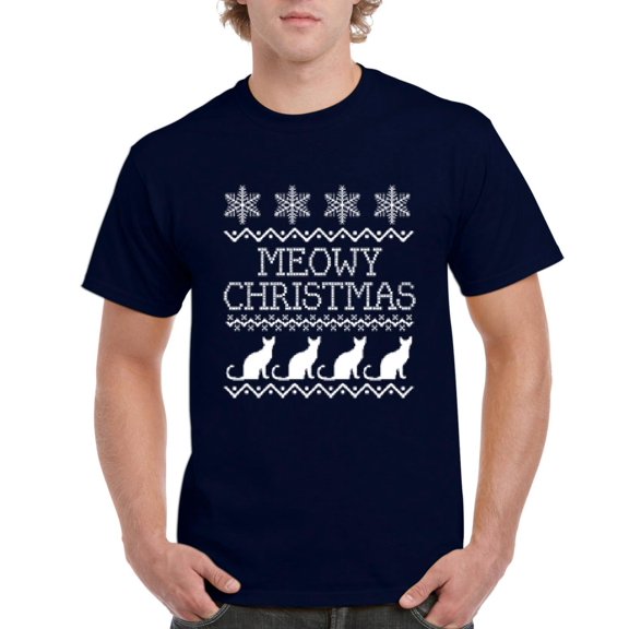 MmF - Men's T-Shirt Short Sleeve - Christmas Kitten Meowy