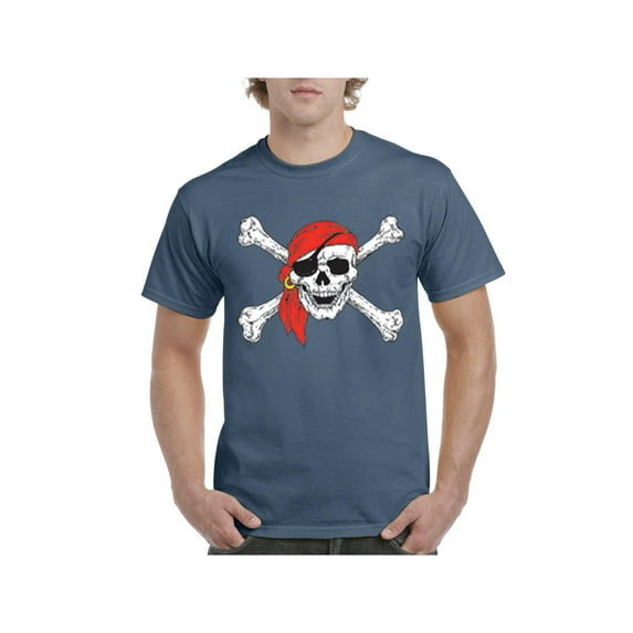 MmF - Men's T-Shirt Short Sleeve - Halloween Jolly Roger Skull Crossbones