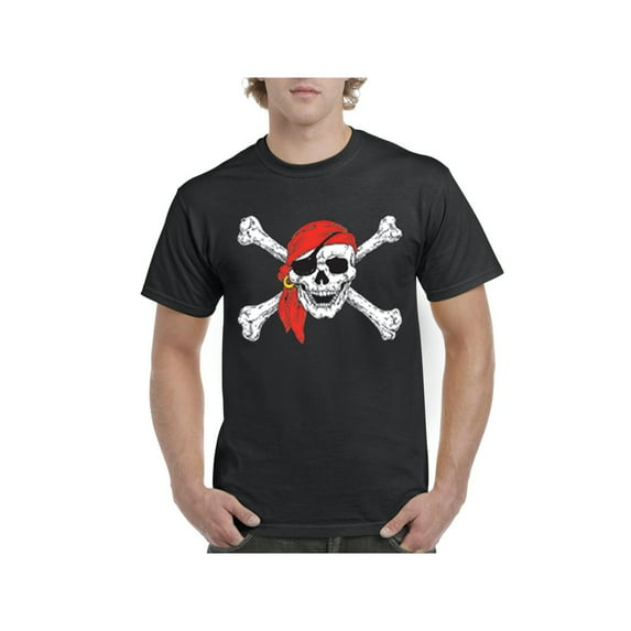 MmF - Men's T-Shirt Short Sleeve - Halloween Jolly Roger Skull Crossbones