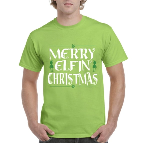 MmF - Men's T-Shirt Short Sleeve - Merry Christmas ELF in Green