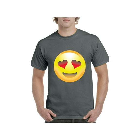 MmF - Men's T-Shirt Short Sleeve, up to Men Size 5XL - Emoji Heart-Shaped Eyes