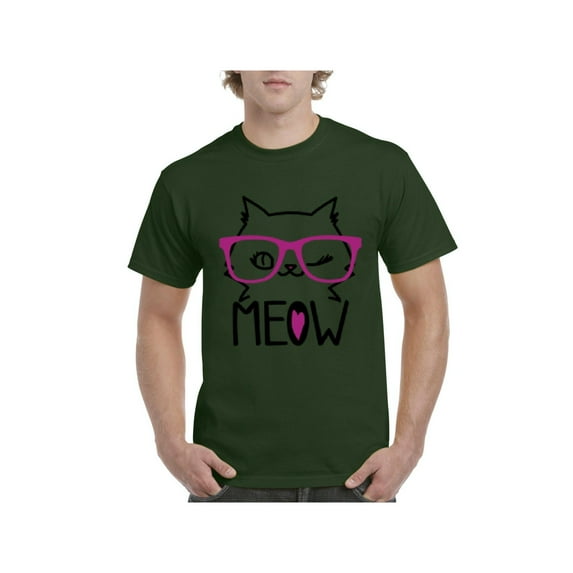 MmF - Men's T-Shirt Short Sleeve, up to Men Size 5XL - Meow Cute Cat Kitty