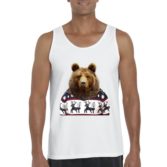 MmF - Men's Tank Top for Men - BEAR IN XMAS UGLY SWEATER