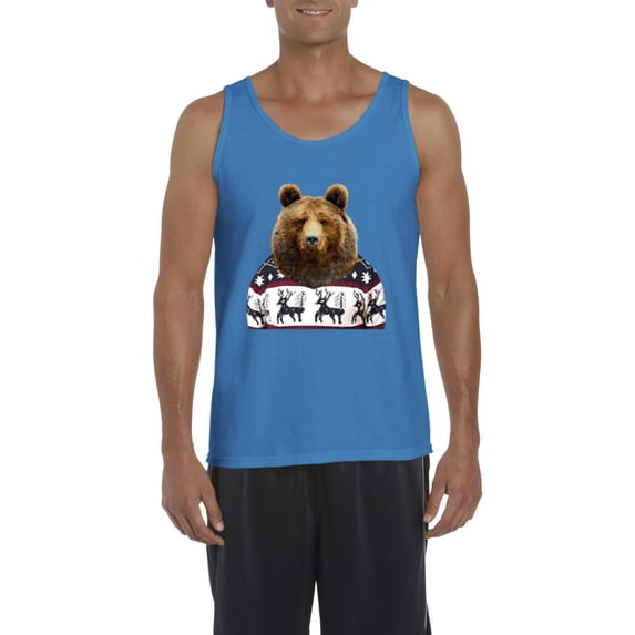 MmF - Men's Tank Top for Men - BEAR IN XMAS UGLY SWEATER