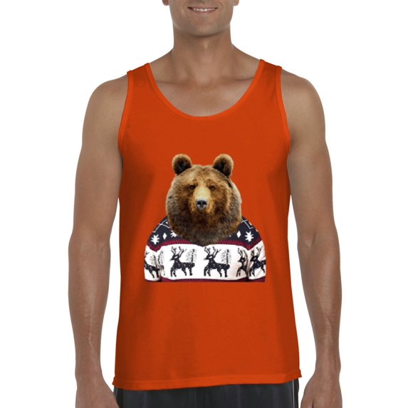 MmF - Men's Tank Top for Men - BEAR IN XMAS UGLY SWEATER