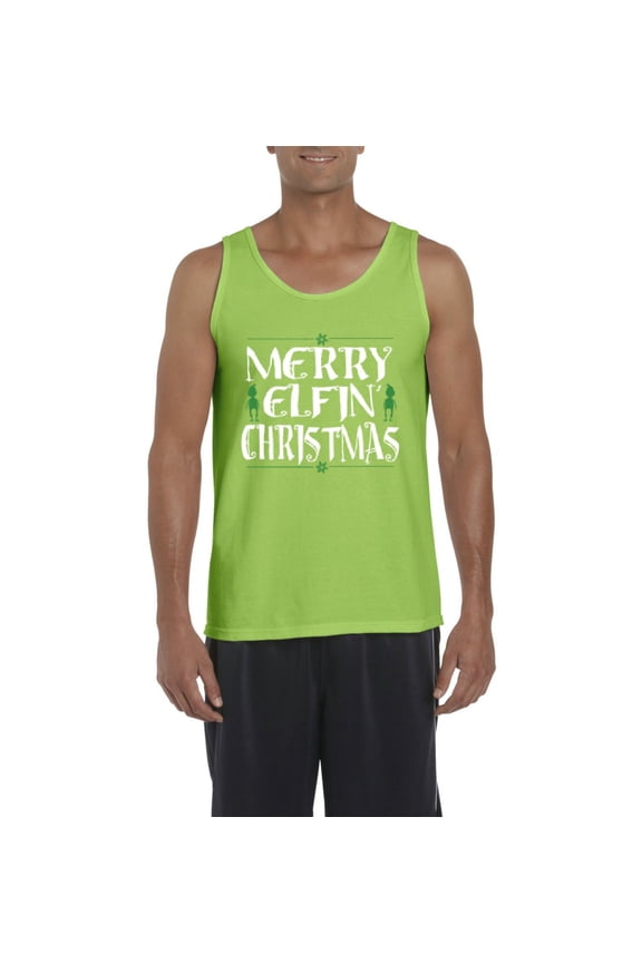 MmF - Men's Tank Top for Men - Merry Christmas ELF in Green