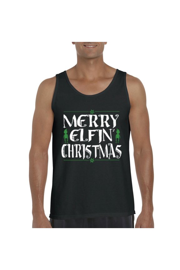 MmF - Men's Tank Top for Men - Merry Christmas ELF in Green