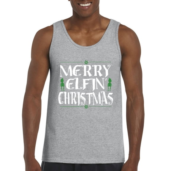 MmF - Men's Tank Top for Men - Merry Christmas ELF in Green