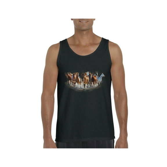MmF - Men's Tank Top for Men, up to Men Size 3XL - Horses Herd