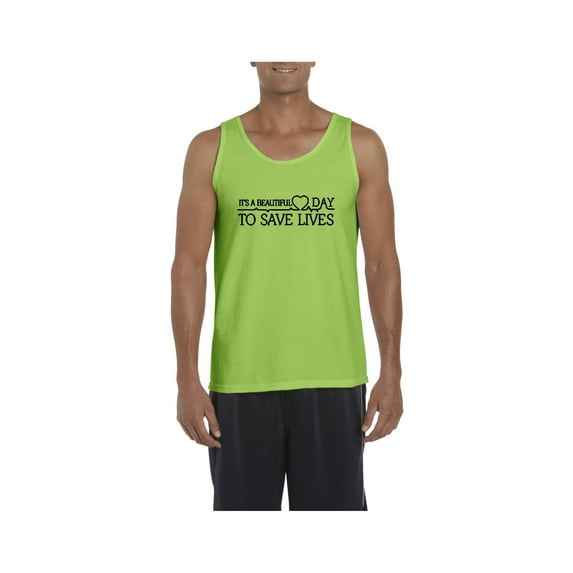 MmF - Men's Tank Top for Men, up to Men Size 3XL - It`s a Beautiful Day to Save Lives