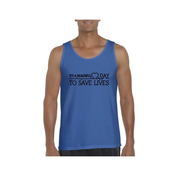 MmF - Men's Tank Top for Men, up to Men Size 3XL - It`s a Beautiful Day to Save Lives