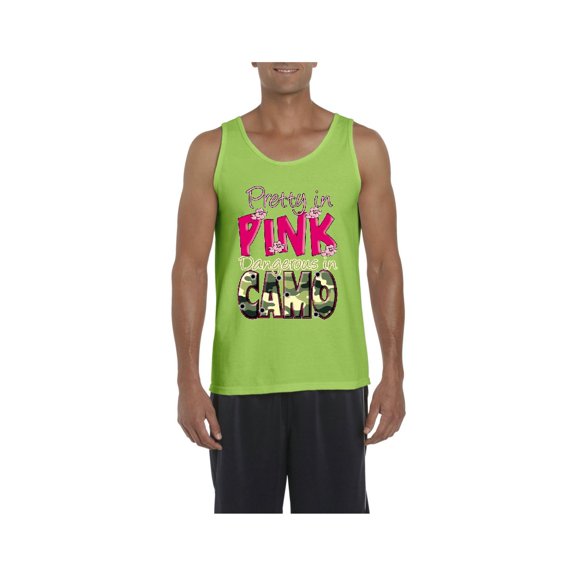 MmF - Men's Tank Top for Men, up to Men Size 3XL - Pretty in Pink Dangerous in Camo