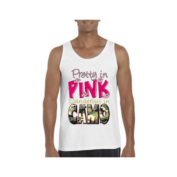 MmF - Men's Tank Top for Men, up to Men Size 3XL - Pretty in Pink Dangerous in Camo