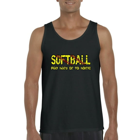 MmF - Men's Tank Top for Men, up to Men Size 3XL - Softball Play Hard or Go Home