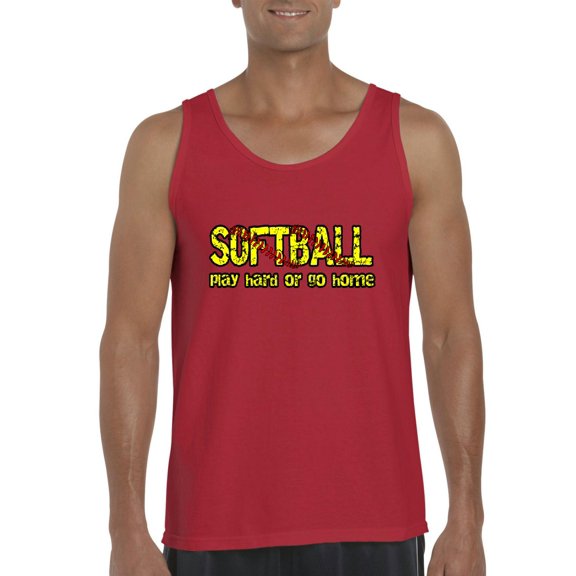 MmF - Men's Tank Top for Men, up to Men Size 3XL - Softball Play Hard or Go Home