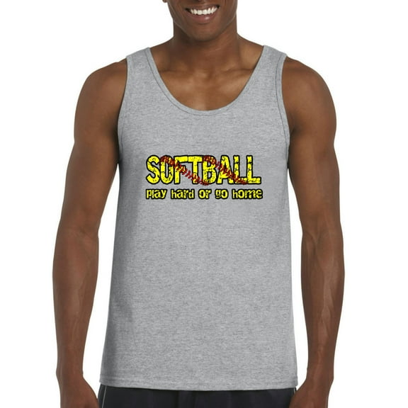 MmF - Men's Tank Top for Men, up to Men Size 3XL - Softball Play Hard or Go Home