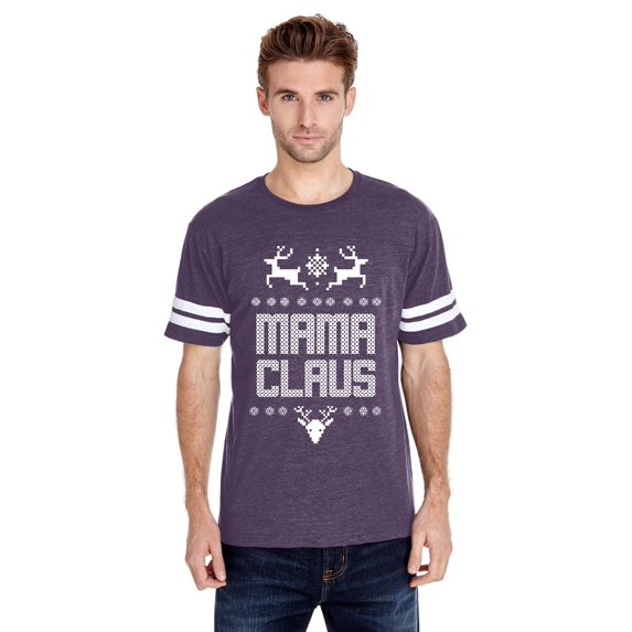 MmF - Mens Football Fine Jersey T-shirts - Christmas Mama Claus Deers