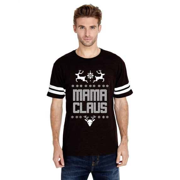 MmF - Mens Football Fine Jersey T-shirts - Christmas Mama Claus Deers